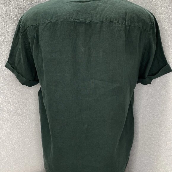 Alex Mill Men's Camp Short Sleeve Linen Shirt Pine Grove Green Size L - Picture 8 of 11